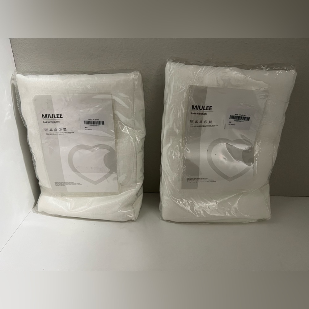 MIULEE 2 Panels Solid Color White Sheer Window Panels